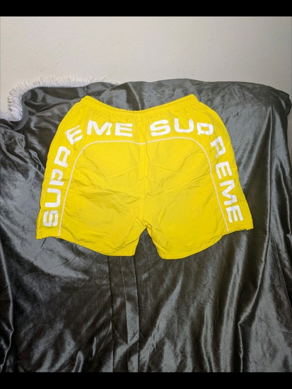 Supreme Yellow Logo Swim Shorts